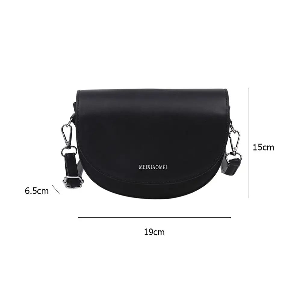 

Fashion Women Semicircle Shoulder Bag Casual Solid Color PU Leather Flap Crossbody Saddle Small Crossbody Handbags