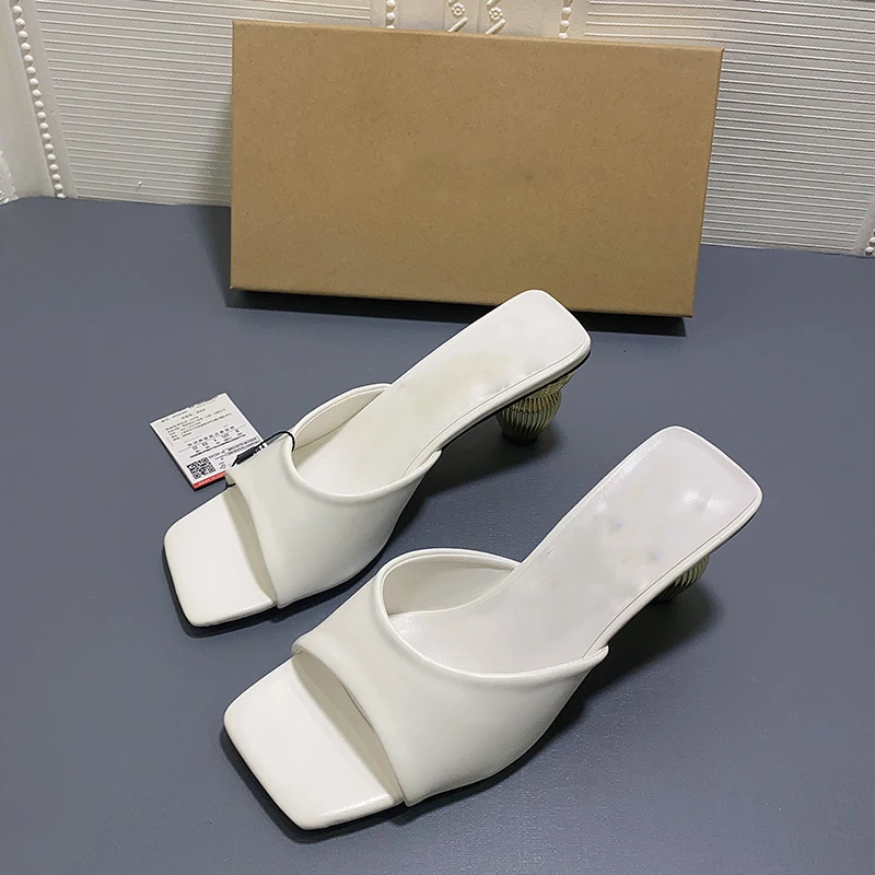 LMCAVASUN летние Новый стиль Женские сандалии на среднем каблуке однотонные Цвет