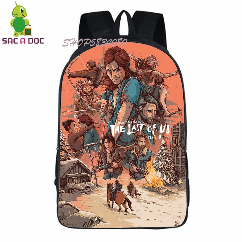 

Men Women The Last of Us Part 2 Backpack Students Cartoon School Bag Teenager Anime Rucksack Unisex USB Charge Travel Knapsack