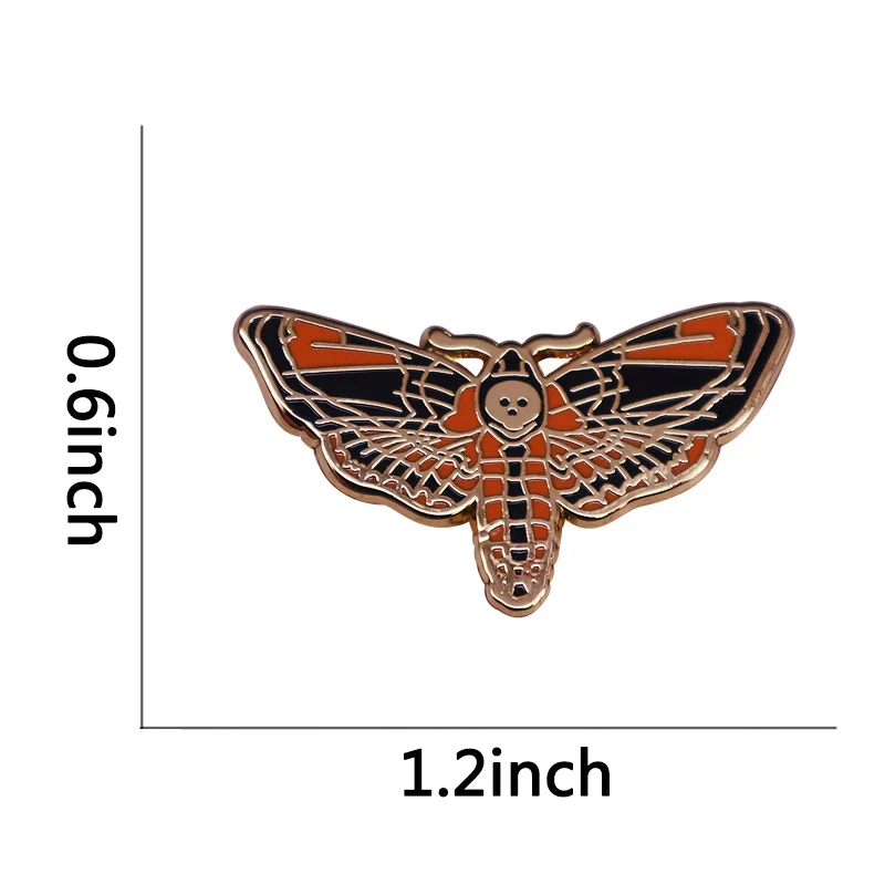 Curiology Deaths Head Skull Hawk Moth Punk Pins large nocturnal moth spooky goth Insect Jewelry Halloween oddities Brooch | Украшения и