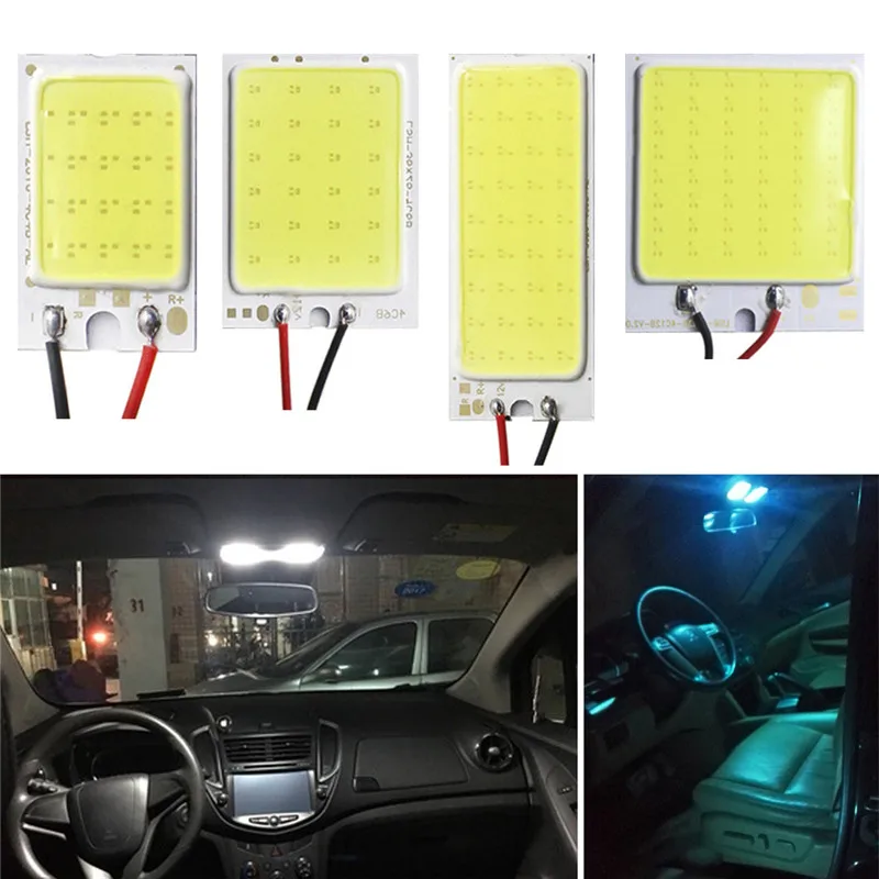 

White Blue T10 Cob 16/24/36/48 SMD Car Led Vehicle Panel Lamps Auto Interior Reading Lamp Bulb Light Dome Festoon BA9S DC 12V