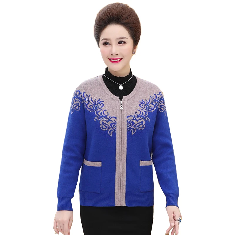 Кардиган женский вязаный с длинным рукавом и цветами весна-осень 903