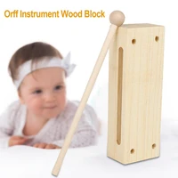 wooden percussion block woodblock with mallet exquisite kid children musical toy percussion instrument for christmas gift