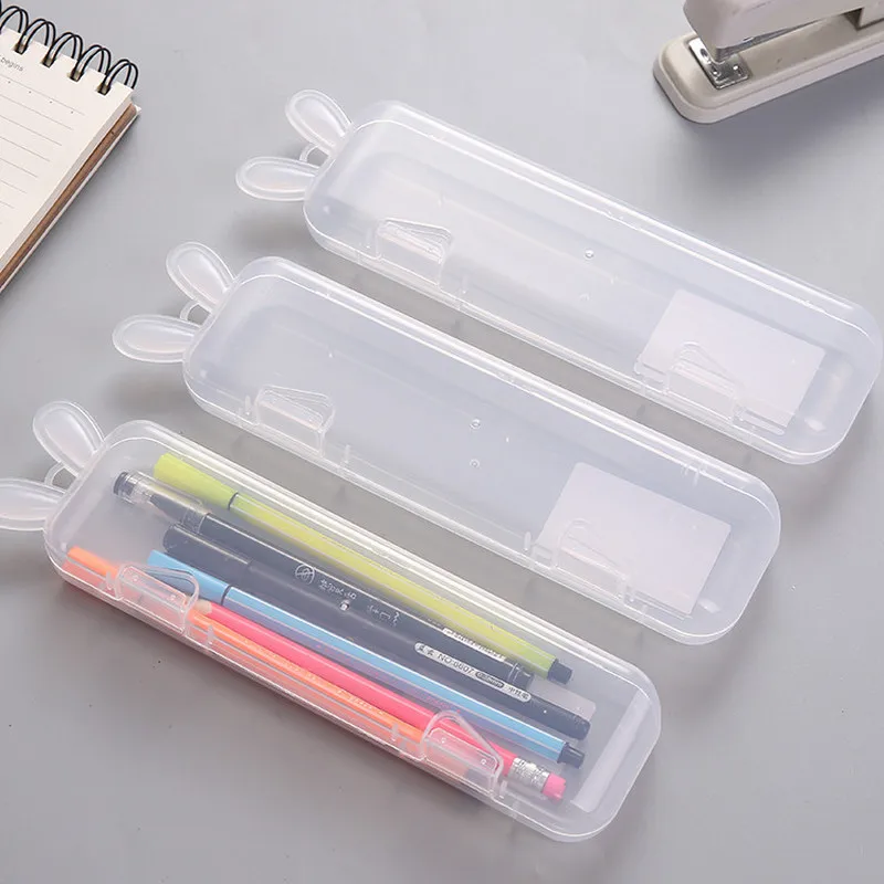 Простой прозрачный чехол карандаш с милыми кроличьими ушками матовый