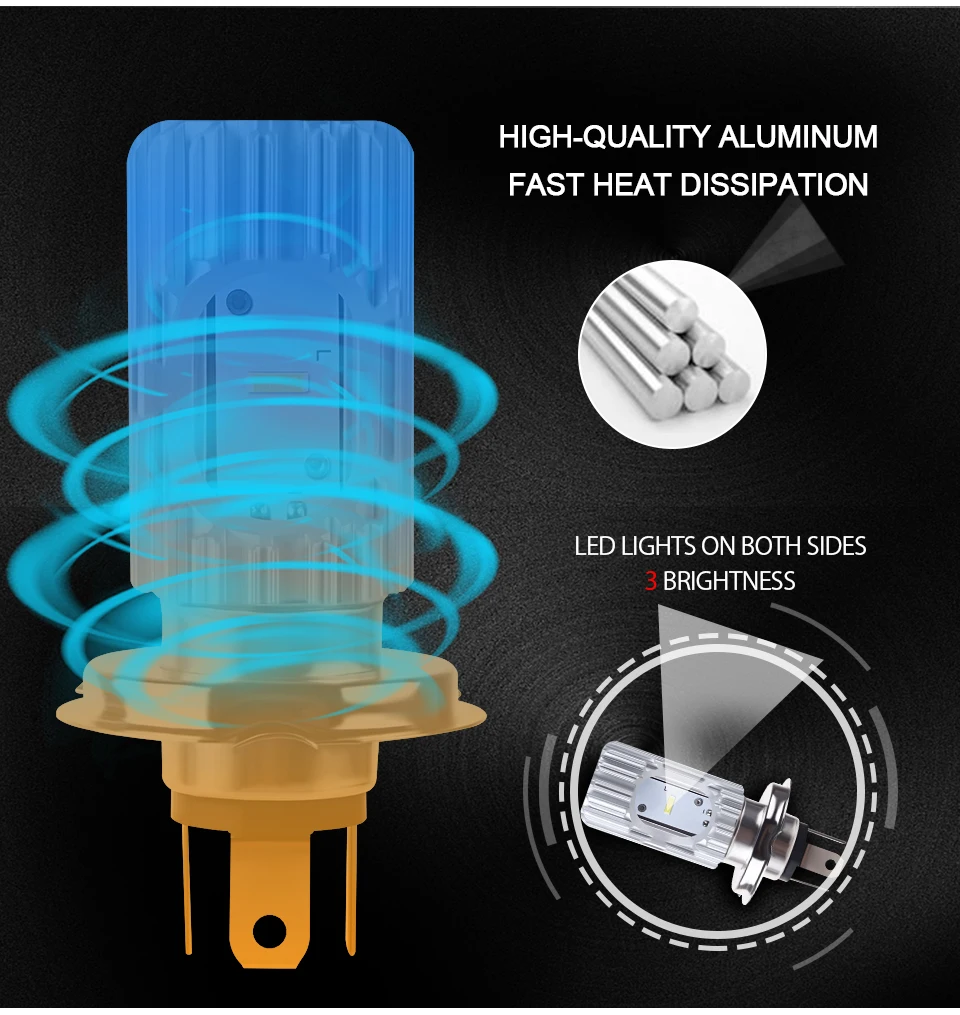 VooVoo H4 BA20D светодиодный мотоциклетный головной светильник лампы 2400LM 6500K 20W HS1 светодиодный фарол мотоцикл фары светильник ing Электрический светодиодный автомобильный светильник
