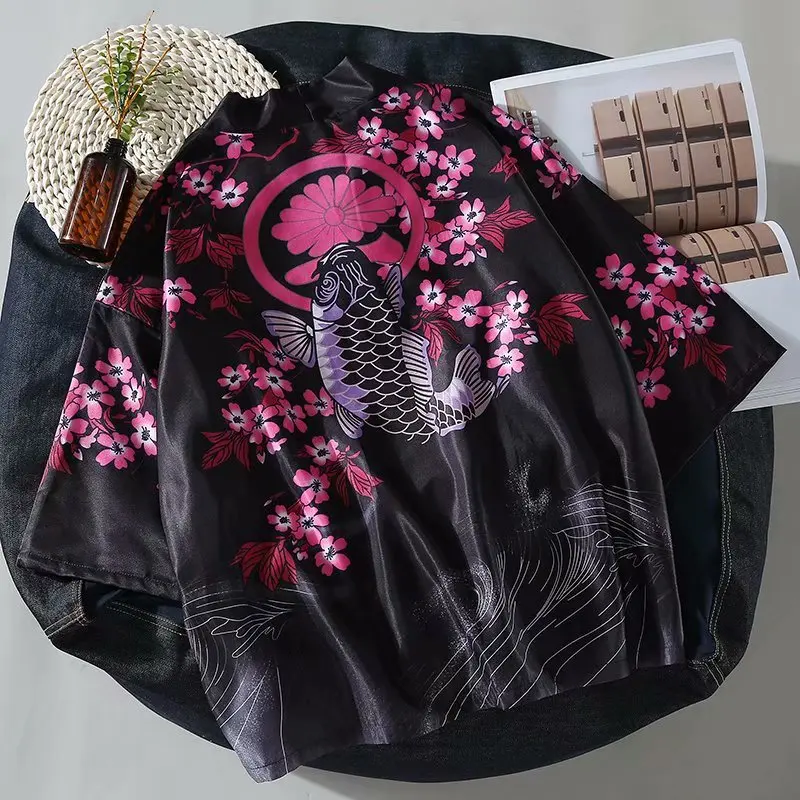 Men Kimono Japanese Style Cardigan Chinese Traditional Print Robe Gown Samurai Yukata Blouse Haori Jaclets Coat Asian Streetwear |