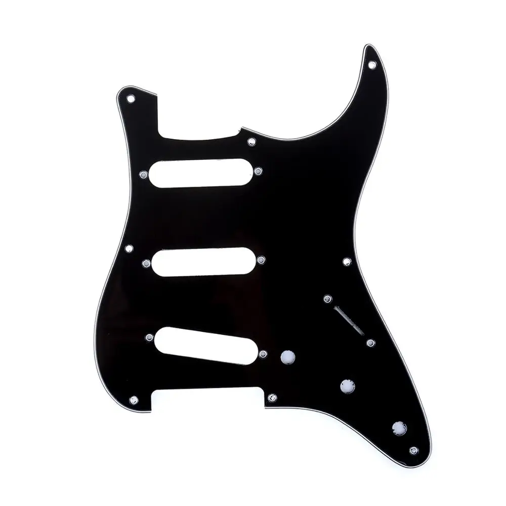 

Musiclily Pro 8-Hole 50s 57 Vintage Style Strat SSS Guitar Pickguard for American Stratocaster, 3Ply Black