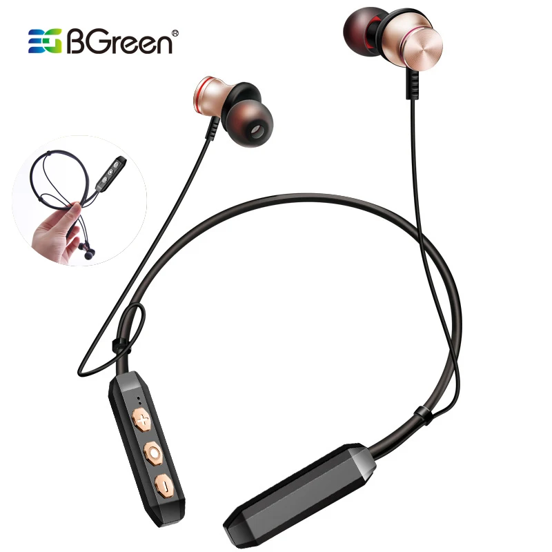 BGreen Bluetooth спортивные наушники Беспроводной стерео Спорт бег мягкие шейным