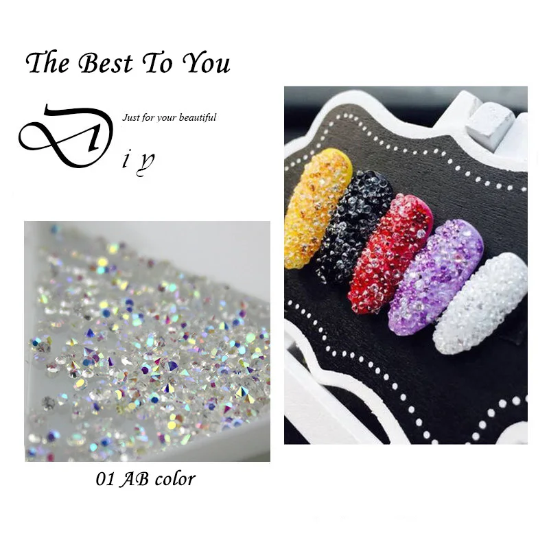 

1440Pcs 1.2mm CRYSTAL AB Nail Art Rhinestone Micro Tiny Mini Nails Rhinestones Glass pixie Manicure Decoration Glass