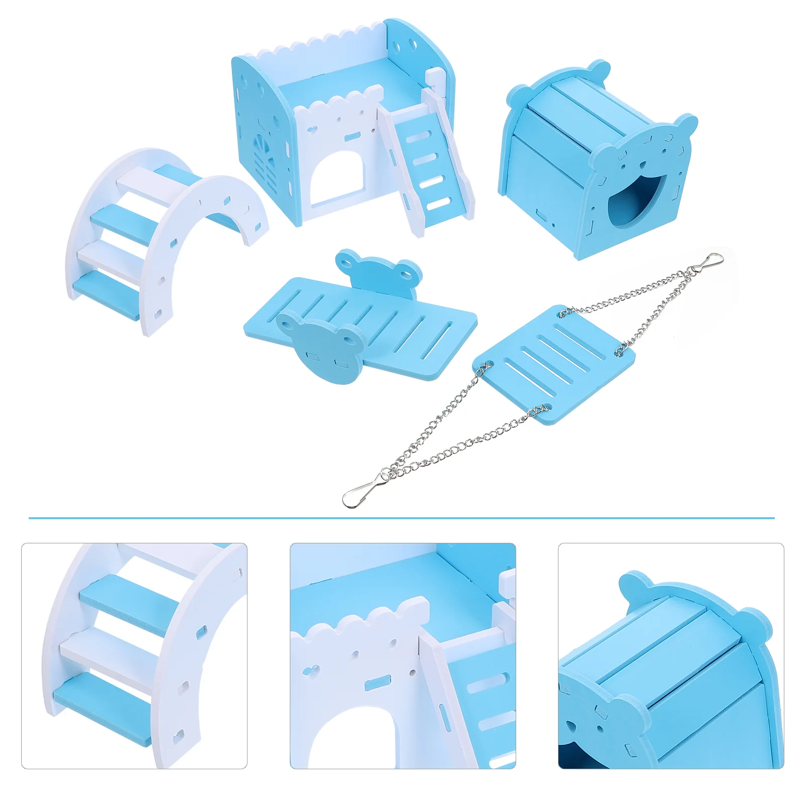 

1 Set Pet Hamster Climbing Ladder Villa Wooden Hamster House Seesaw Swing