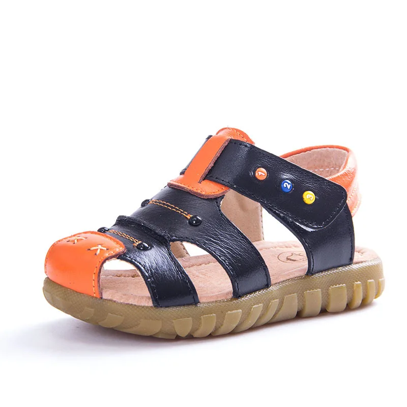 100% кожаные летние сандалии для мальчиков белые синие детские детская пляжная