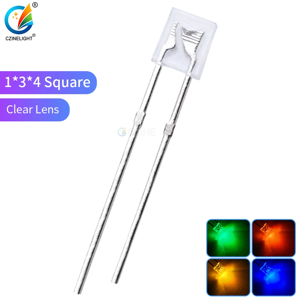 1000Pcs/Bag Czinelight Led High Bright Square 1*3*4mm Led Emitting Diode Manufacturer Wholesale Blue Pure Green Red Yellow