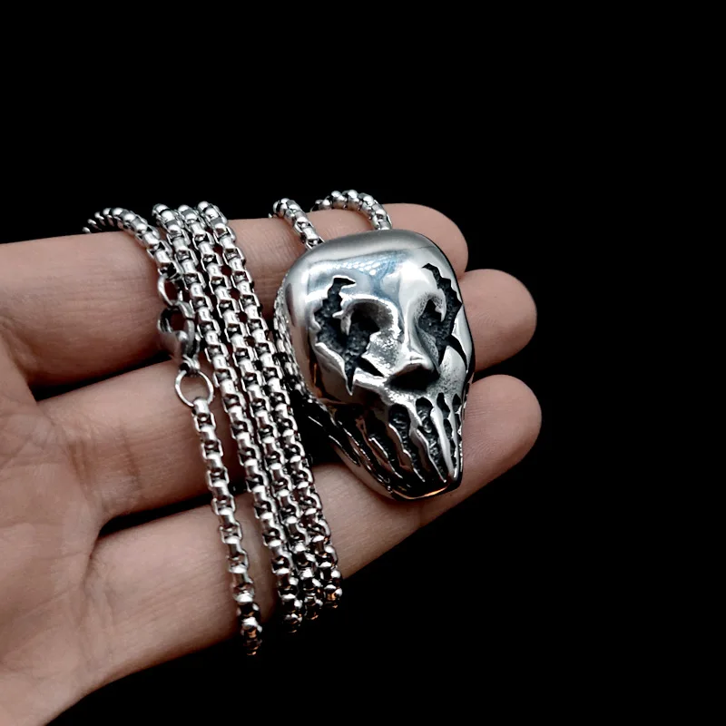Hip Hop Clown Mask Pendant Necklace Gothic Stainless Steel Ghost Skeleton Men and Women Punk Jewelry Halloween Gift | Украшения и