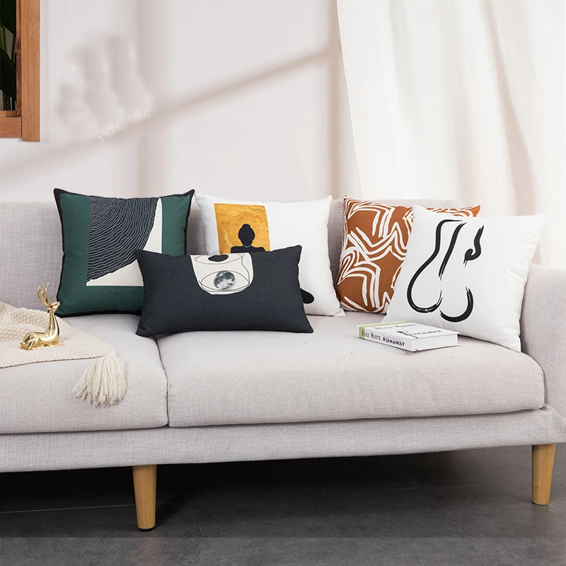 

Вышитая искусственная наволочка 45x45 см, наволочка с геометрическим рисунком, хлопковая наволочка ручной работы с узлом для дивана, кровати, ...