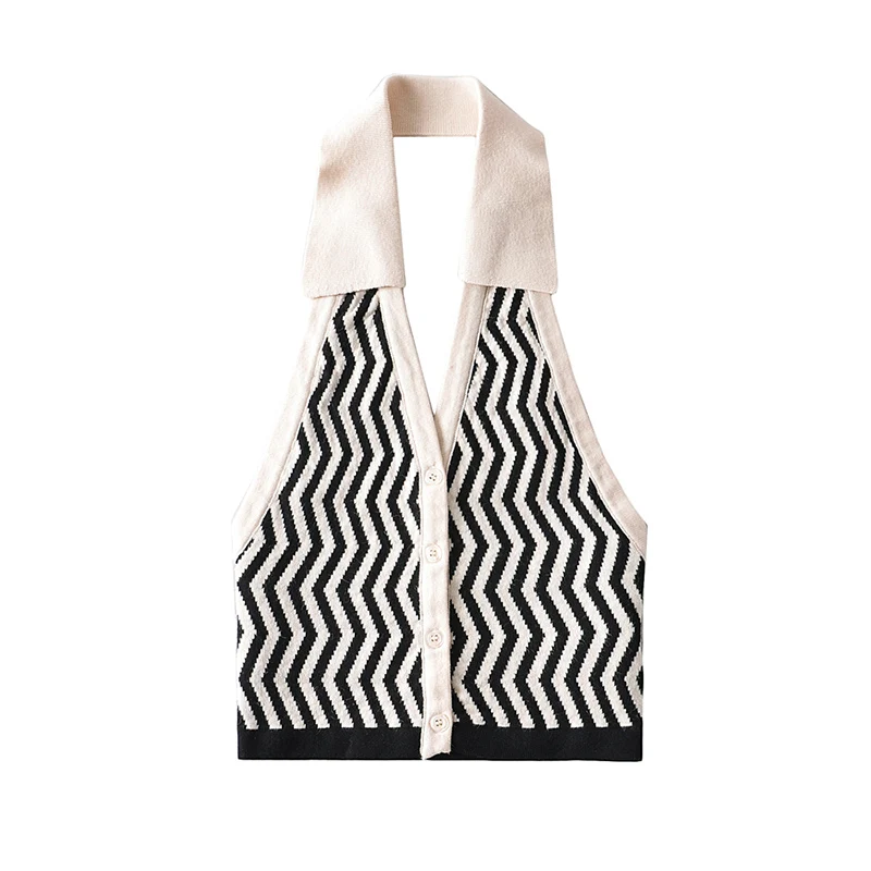 

Backless V-neck Vest Suspenders French Sexy Halter Slim Retro Vintage Temperament Women Crop Tops Simple Moda Tank Top Women