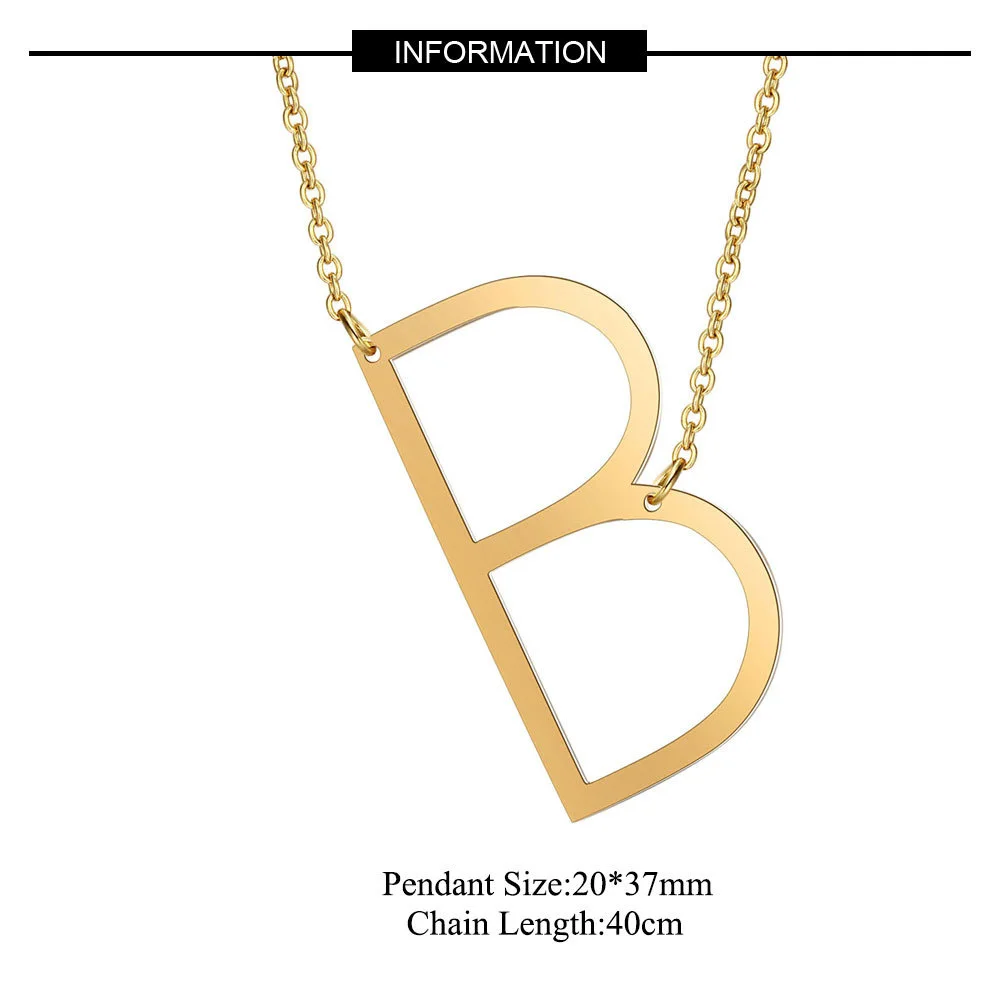 Large Initial Letter Necklaces A B C D E F G H I J K L M N O P Q R S T U V W X Y Z Alphabet Jewelry Stainless Steel | Украшения и