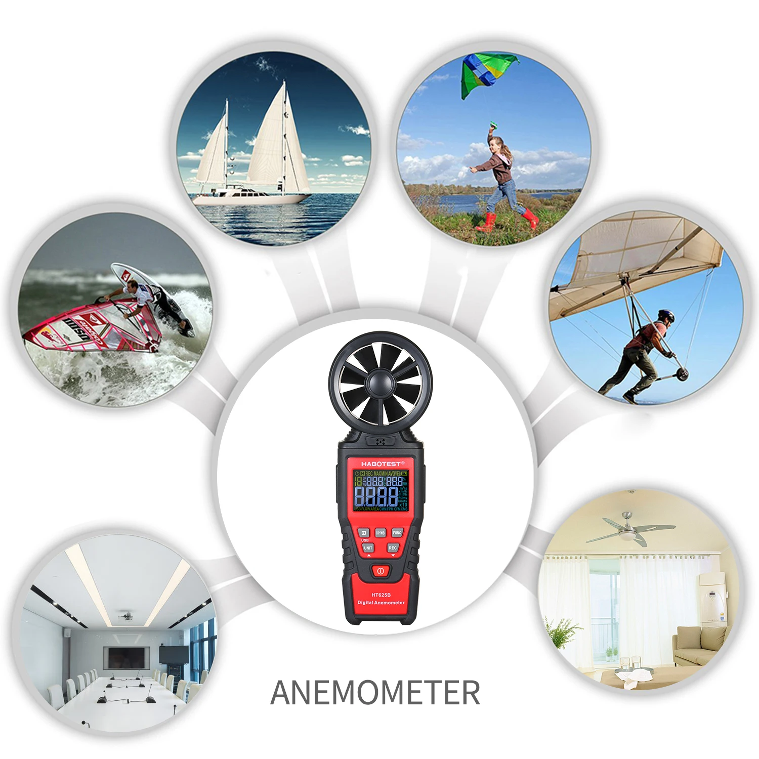 Цифровой анемометр HT625A ручной измеритель скорости ветра для измерения