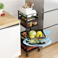 home floor standing kitchen multi layer storage rack rotatable fruit and vegetable basket movable bathroom home appliances shelf