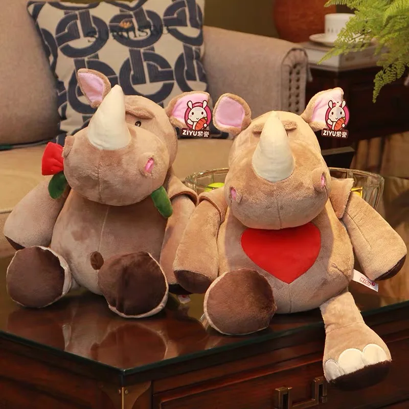 40 см носороги плюшевая игрушка для влюбленных стиль любовь розы земля танк