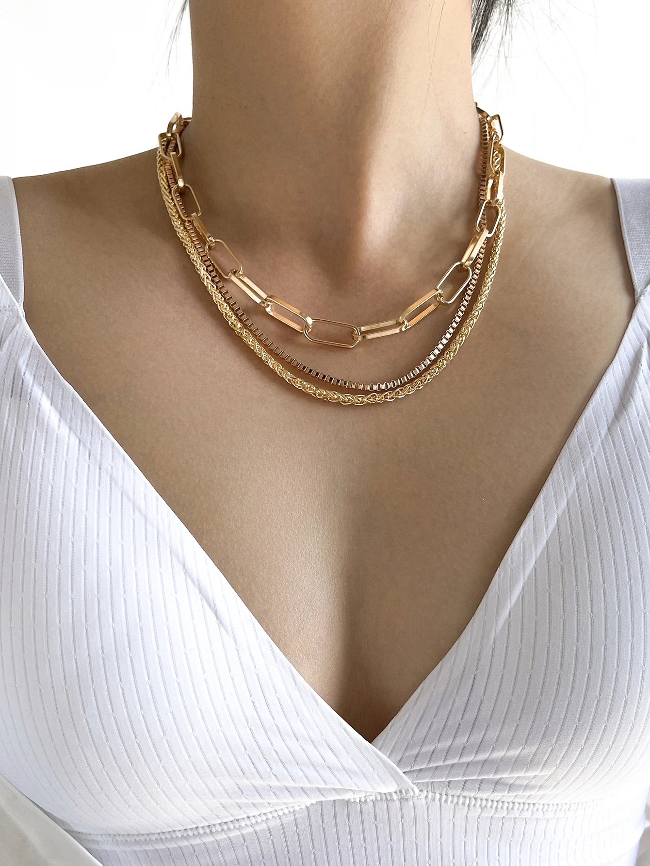 

Stillgirl 3Pcs Punk Gold Chain Necklace for Women Simple Vintage Hip Hop Geometric Set Boho Couple Male Fashion Jewelry Collares
