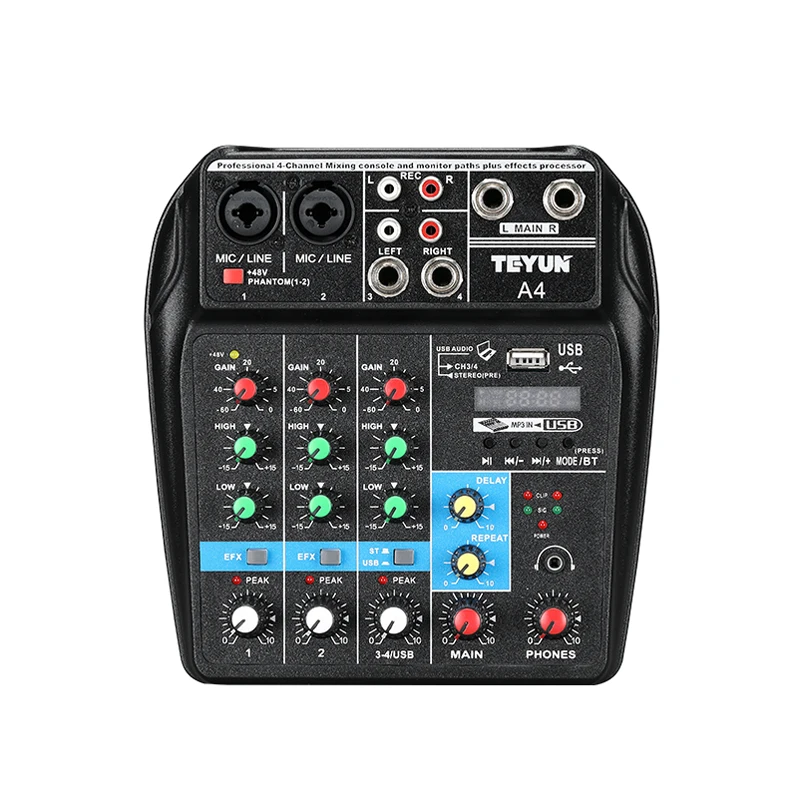 

Mini Sound USB Mixer MP3 Player Audio Video Digital Mixer 4 Channels Meeting Mixer DJ