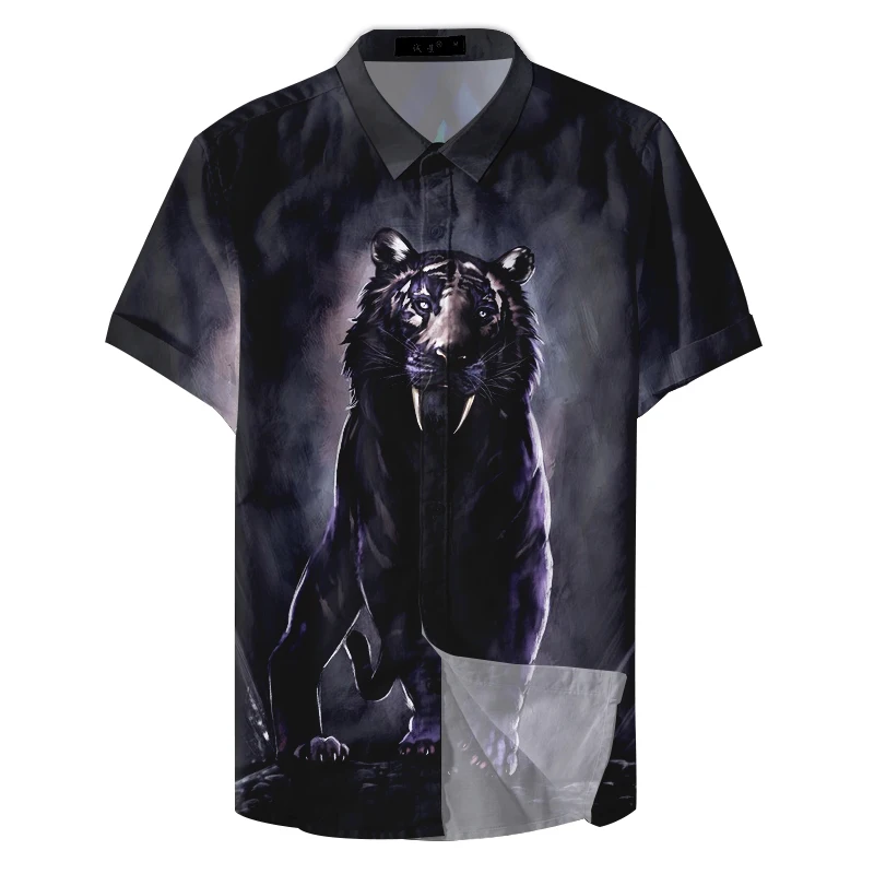 Мужская свободная рубашка с принтом Повседневная короткими рукавами защищающая