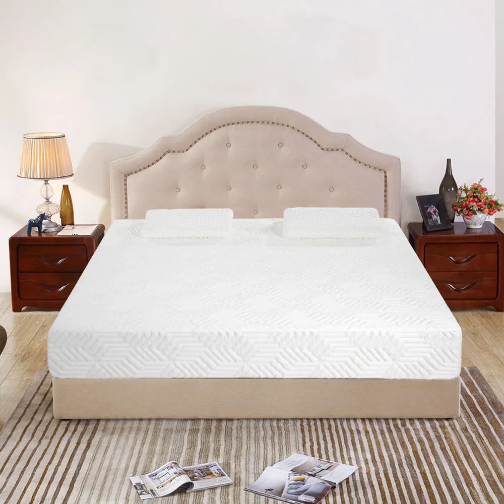

Cotton Mattress 12" 3-Layer Cool Conforming Support Medium High Softness with 2 Pillows Queen Size Silicon Memory Foam White