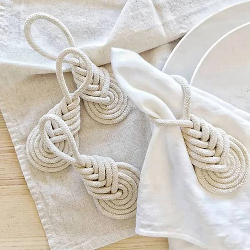 

Cotton Napkin Ring,Handmade Cotton Rope Napkin Ring,Woven Rope Serviette Buckles Holder for Wedding,Daily Use Home Decor
