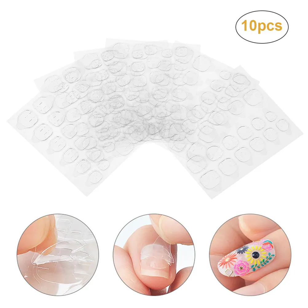10 листов двухсторонних наклеек для ногтей клей Желейная гелевая лента клейкие