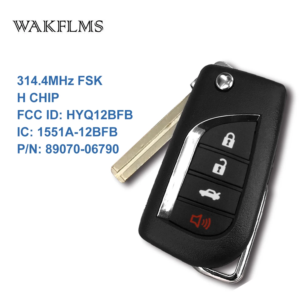 4 btns дистанционный флип Автомобильный ключ 314 МГц для Toyota с H чипом HYQ12BFB 1551A 12BFB 89070