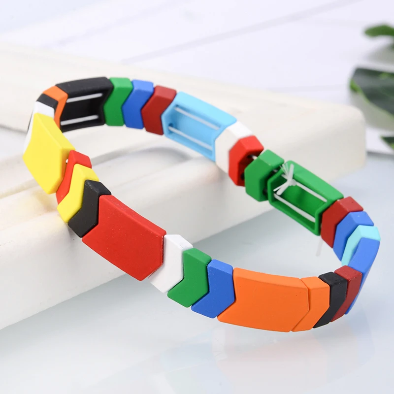 Новый Красочный браслет с уникальной радужной эмалью ручной работы унисекс