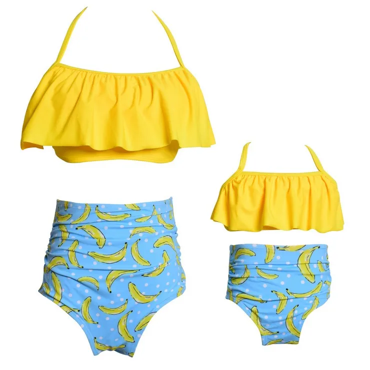 SHUJIN Female Children Baby Matching Family Bathing Suits Mother Girls Bikini Swimsuit For Mommy and Daughter Beach Swimwear | Мать и