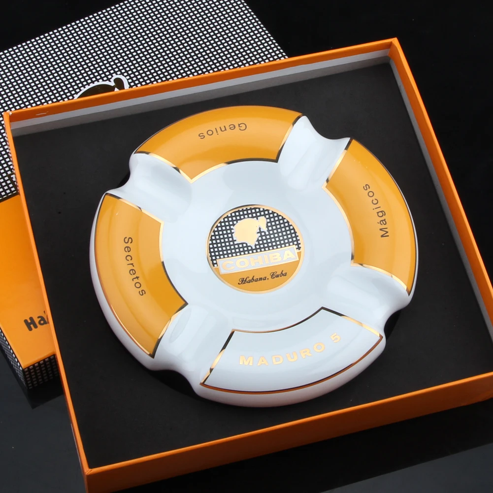 COHIBA керамические гаджеты для сигар портативная пепельница 4 держателя табачных