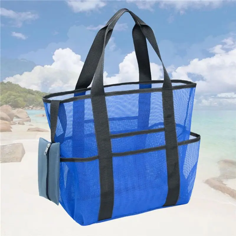 

Extra Large Capacity Beach Mesh Bag with Pockets Zipper Heavy Duty Light W0YB