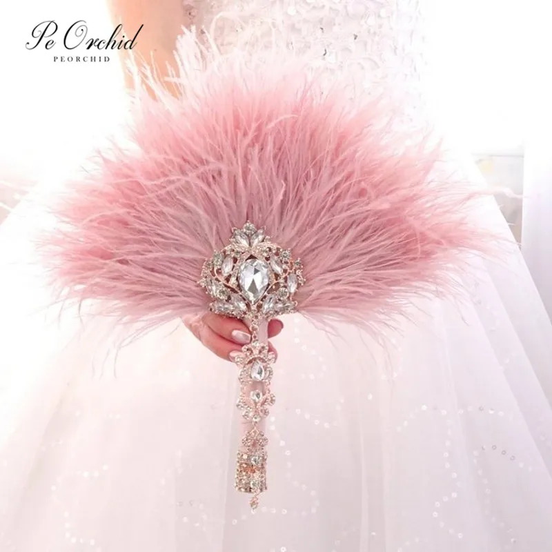 PEORCHID Румяна Розовый страусиное перо веер букет Роскошная альтернатива Великий