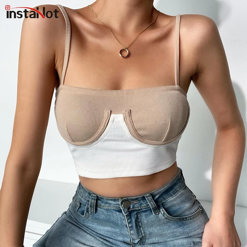 Женский топик InstaHot летний трикотажный бикини с вырезом лодочкой и открытой