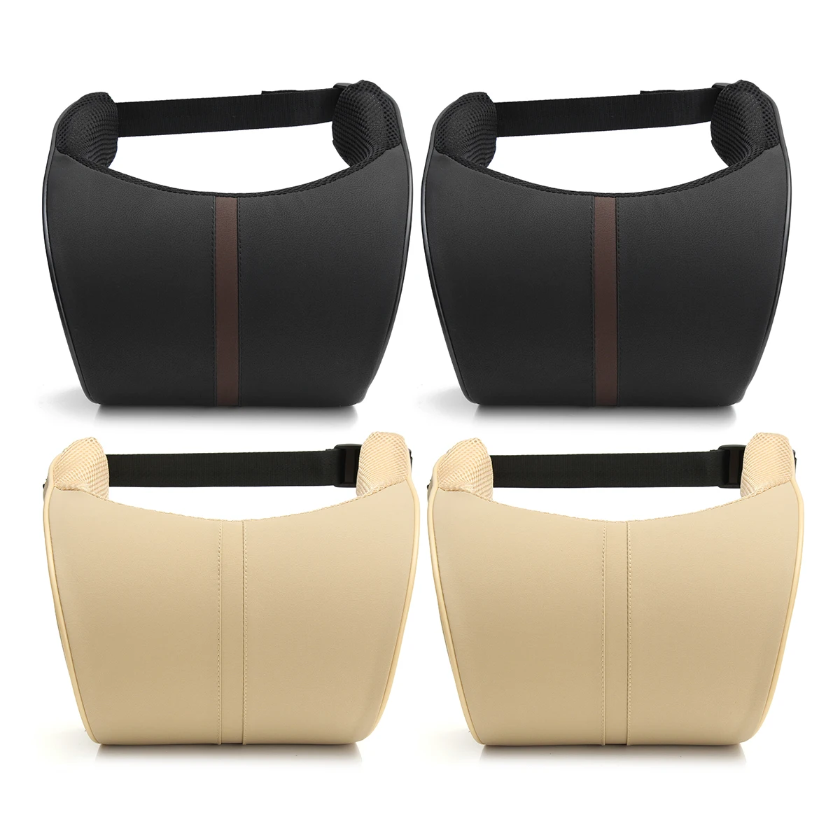 

2 Pcs PU Leather Car Memory Foam Neck Support Ergonomic Pillow For Universial Car Seat