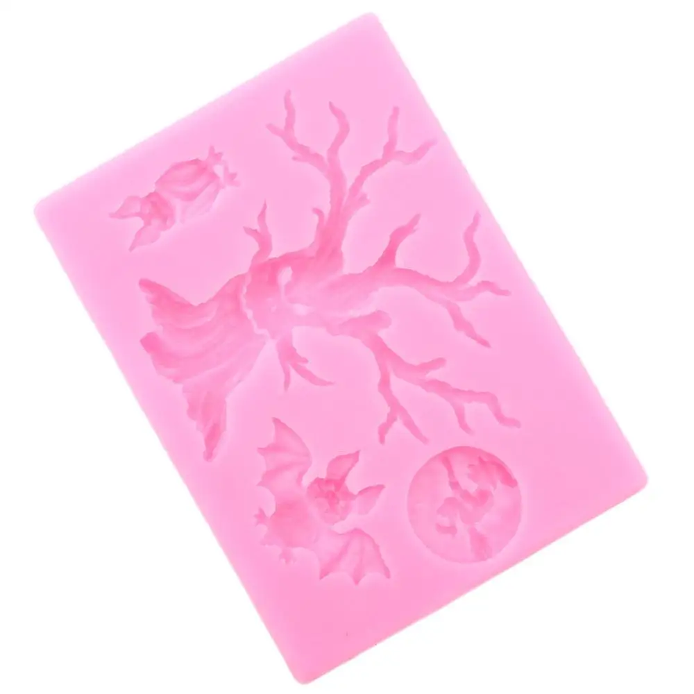 Силиконовая форма с каймой в виде дерева на Хэллоуин летучие мыши кекс Топпер