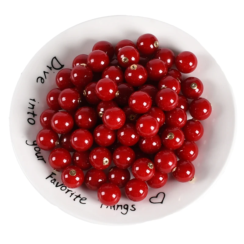 

16mm DIY Imitation Pearl Beads Crimp End Beads Round Charms Pendant For Jewelry Making DIY Earrings Findings Accessories