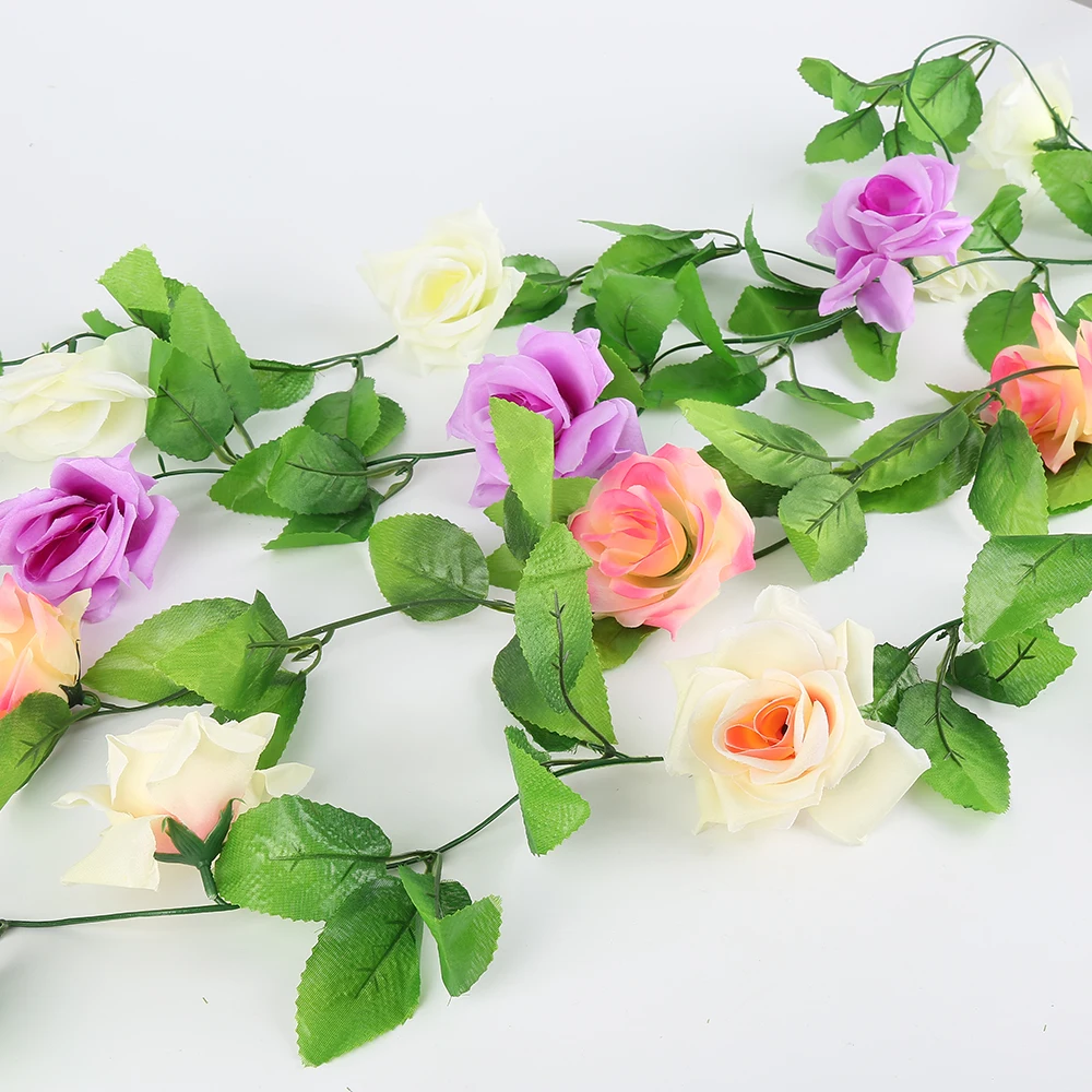 1 шт. шелковые розы плющ лоза с зелеными листьями для домашнего свадебного