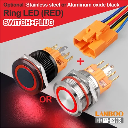 R Ring Button Plug LB22B зуммер автобус мощность Звонок кнопочный переключатель с кольцом led 12V24V220V - Цвет: R Ring Button Plug