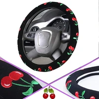 automotive cherry women embroidery cute car steering wheel cover