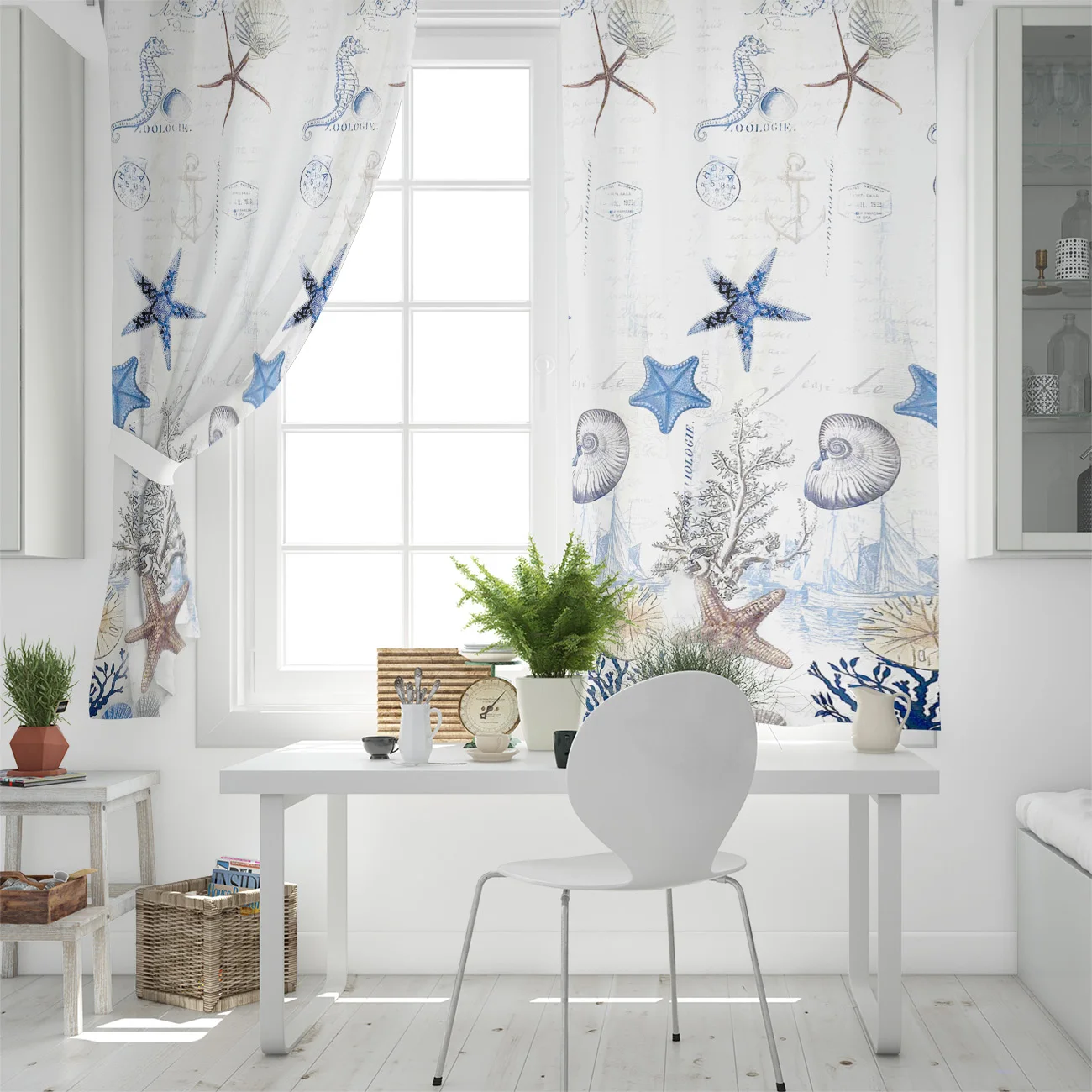 Океан Морская звезда в виде ракушки занавески на окна с принтом гостиная спальня