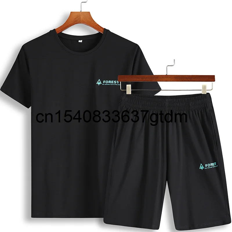 

Extra large home cotton short sleeve fat fitness suit extra large summer sports suit men's running suit
