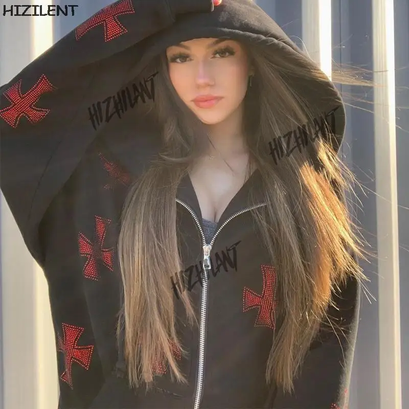 Толстовка большого размера с перекрестной молнией E-girl