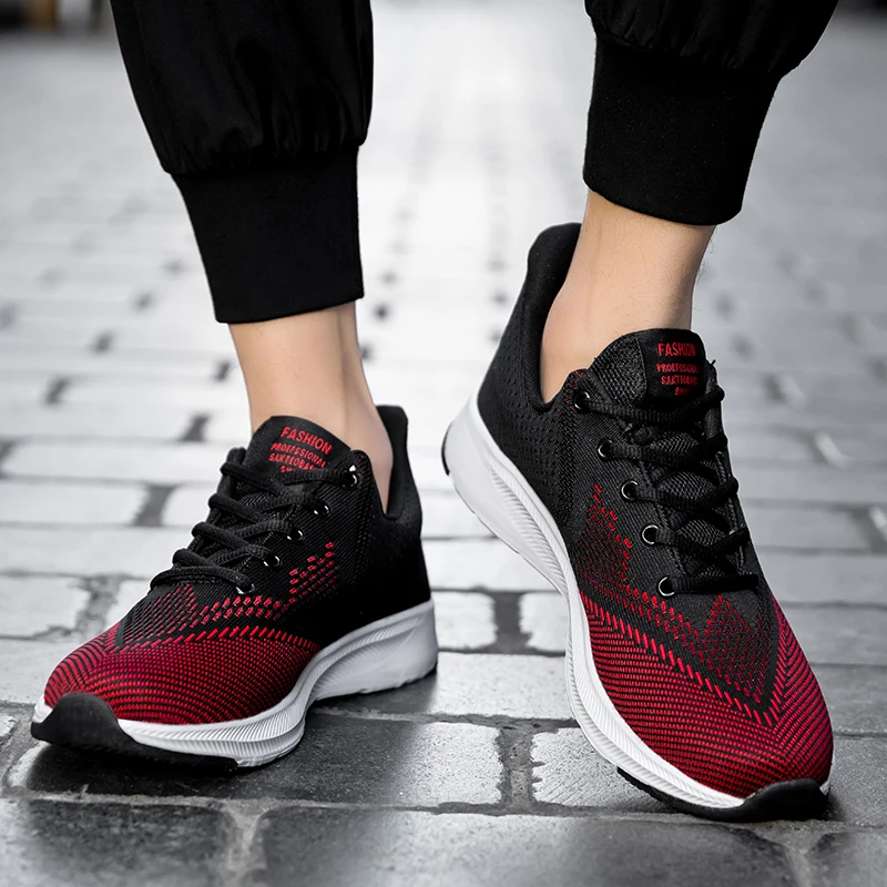 Сетчатые летние мужские кроссовки повседневные Черные белые шнурки