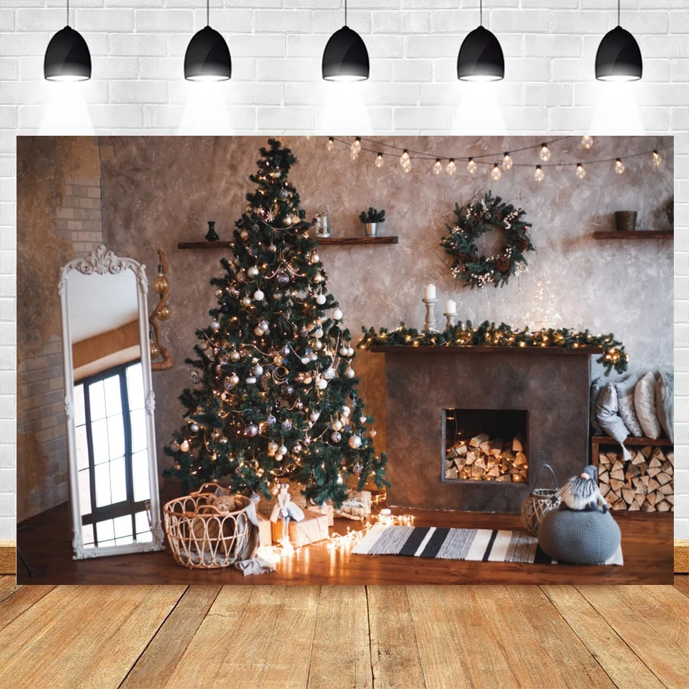 

Yeele Christmas Photography Backdrop Glitter Tree Fireplace Gift Party Decor Photocall Background For Photo Studio Photographic