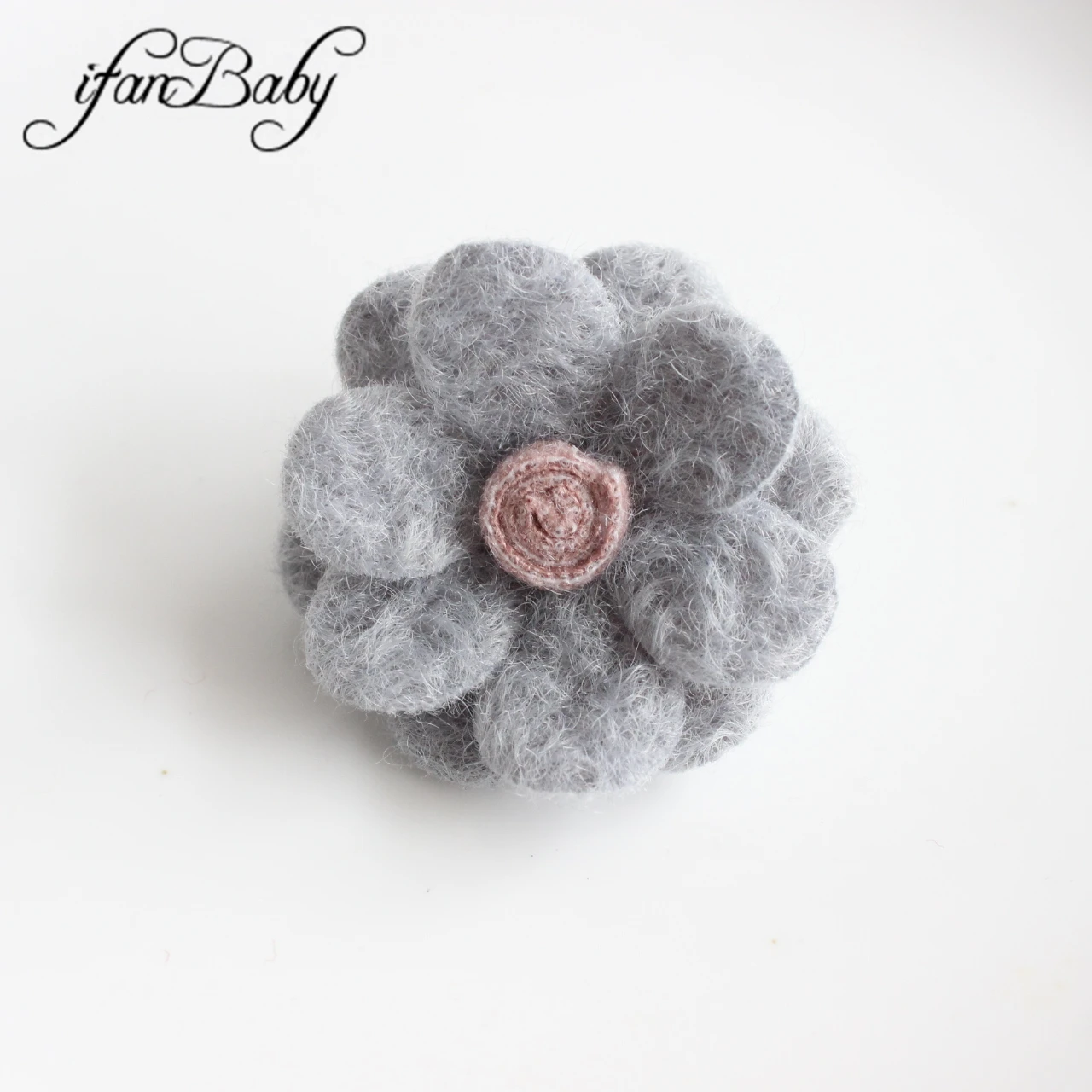5 cm Filz-Wollblumen mit flacher Rückseite für Haarschmuck mit Lollipop in der Mitte – Detail 21