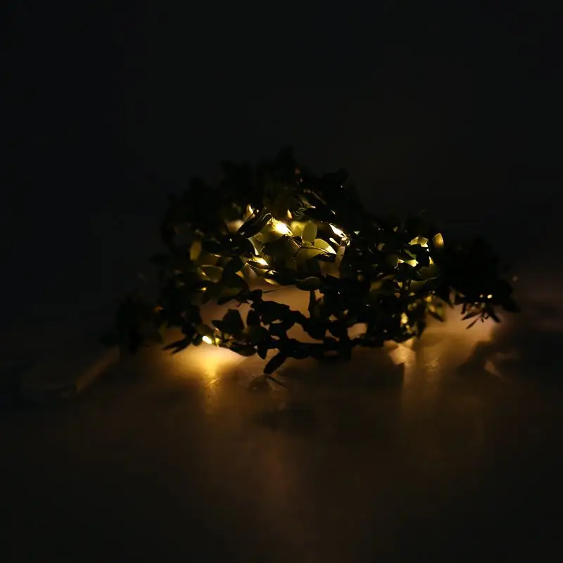

2M 20 LEDs leaf garland Button battery operate Copper LED fairy string lights for christmas wedding decoration party, Warm white