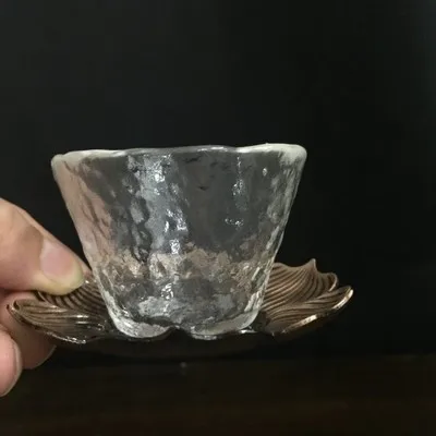 Japanese-style Handmade Glassware Tea Cup Hammer Pattern Glass Crystal Transparent Heat-resistant Kung Fu Black Teaware | Дом и сад